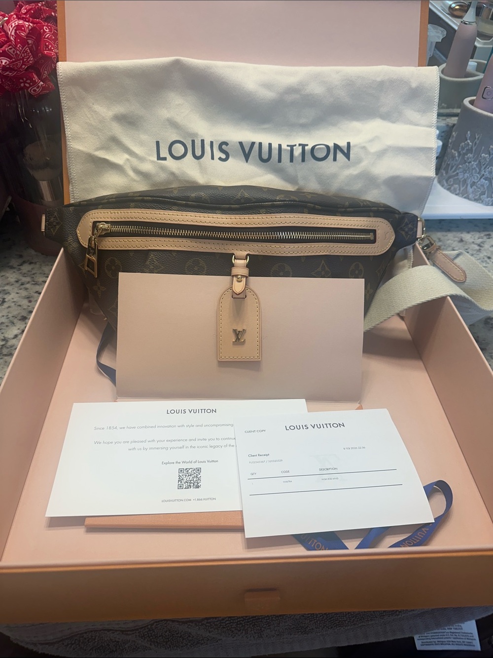 Louis Vuitton Monogram Canvas Crossbody Bumbag with Natural Trim